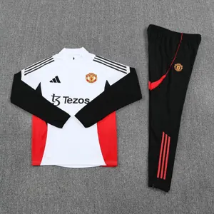 25-26 Manchester United Training Kits Long White Football Tracksuits 1