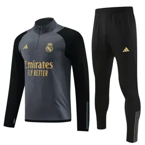 23-24 Real Madrid Long Sleeve Kits Grey Training Suits Football Jerseys Yupoo