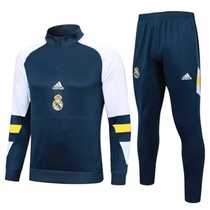 23-24 Real Madrid Long Sleeve Kits Navy Half-Pull Training Suits Soccer Jerseys Yupoo