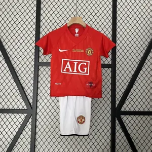 07-08 Manchester United Home Retro Kids Kits Champions League Version Cheap Jerseys Yupoo