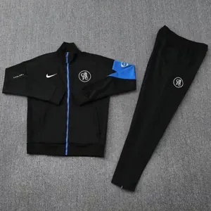 25-26 Chelsea Black Football Tracksuits Long Jacket Suits 1