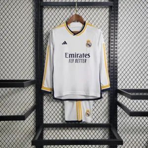 23-24 Real Madrid Home Kids Long Sleeve Kits Soccer Jerseys Yupoo
