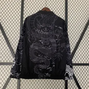 23-24 Real Madrid Trench Coat Reversible Dragon Windbreaker Black 1