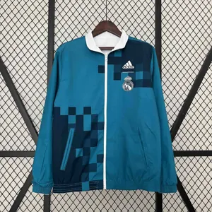 23-24 Real Madrid Trench Coat Reversible White&Blue Double-Sides Jacket AAAAJersey Yupoo 9