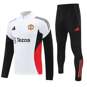 25-26 Manchester United White Training Kits Long Football Tracksuits