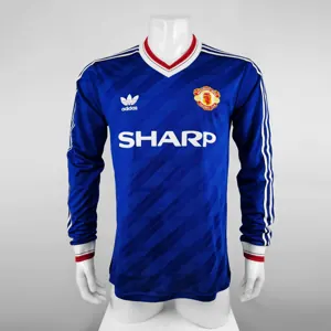 86-88 Manchester United away blue long sleeve
