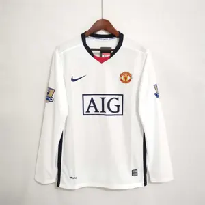 08-09 Manchester United away white UCL final long sleeve