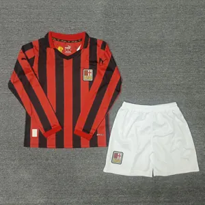 24-25 AC Milan 125th Anniversary Red Long Sleeve Kid Kits Youth Apparels Soccer AAAAJersey Yupo