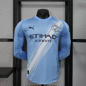 25-26 Manchester City Home Kit Player Version Sino Shirt Long Sleeve AAAAJersey Dropship Yupoo