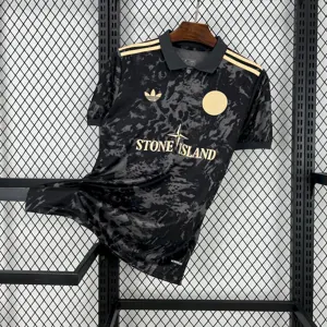 24-25 Ajax x Stone Island Black Special Edition Shirt Football T-Shirt AAAAJersey Dropship Yupo