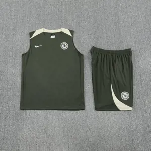 25-26 Chelsea Army Green Training Kits Football Vest Suits 1