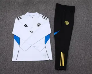 25-26 Manchester United White&Blue Training Kits Long Football Tracksuits 1