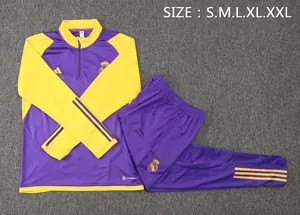 23-24 Real Madrid Long Sleeve Tracksuit Purple&Yellow Training Suits Jerseys World Yupoo 1