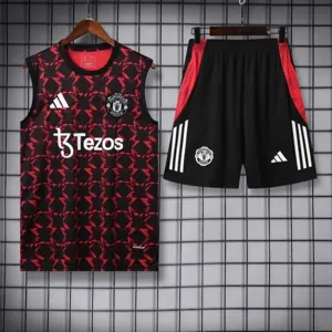 25-26 Manchester United Red Training Kits Football Vest Suits