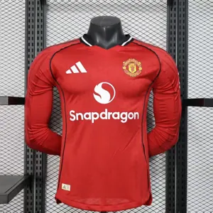 25-26 Manchester United Home Kit Player Version Long Sleeve Shirt AAAAJersey Wholesale Yupoo