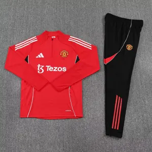 25-26 Manchester United Training Kits Red Long Football Tracksuits 2