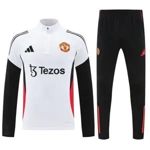 25-26 Manchester United Training Kits Long White Football Tracksuits