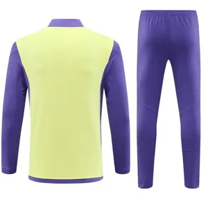 23-24 Real Madrid Adults And Kids Long Sleeve Kits Yellow Training Suits Cheap Jerseys Yupoo 2