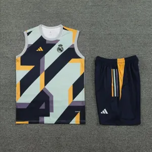 23-24 Real Madrid Training Suits Black&Gray Sleeveless Kit Soccer Jerseys Yupoo 2