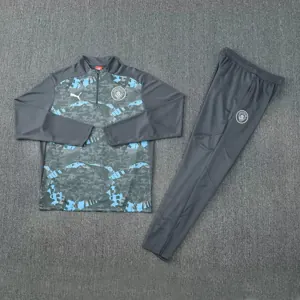 25-26 Manchester City Training Kits Long Grey Football Tracksuits 1