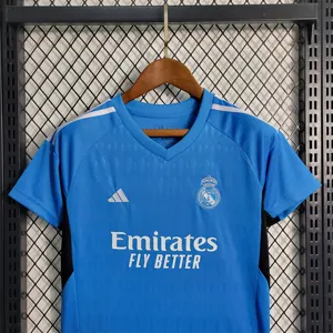 23-24 KIDS Real Madrid Blue Goalkeeper Size 16-28 Soccer Jersey 8