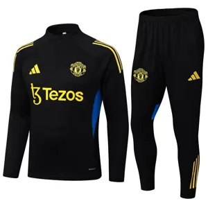 25-26 Manchester United Black Training Kits Long Football Tracksuits