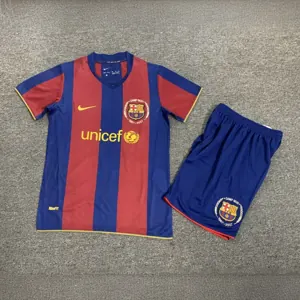 07-08 Barcelona Home Retro Kids Kits Children Sets Football AAAAJerseys Yupoo